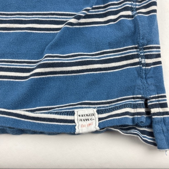 Wrangler Jeans Co Polo Mens XL Blue Striped - Picture 3 of 9